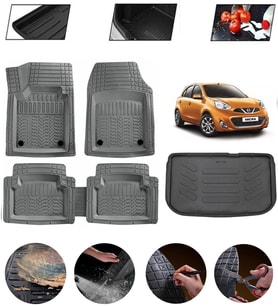 Nissan Micra 2010-2015 Uyumlu Paspas Araca Özel Bagaj Havuzu MBS Gri