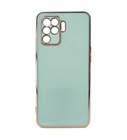 Oppo Reno 5 Lite Kılıf Kenarları Gold Kamera Korumalı Renkli Pastel Silikon Açık Yeşil BARK (Açık Yeşil)