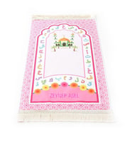 İsme Özel Çocuk Seccadesi Elif-Ba Pembe 82×45 cm 110 gr - Tesbih Hediyeli