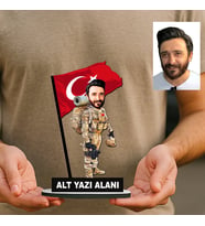 Kişiye Özel Komando Astsubay Asker Komutan Kuvvetler Karikatürlü 18 cm MDF Masaüstü Biblo - Askere ve Komutana Hediye Asker Hediyesi