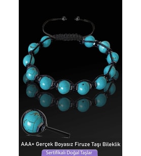 Sertifikalı AAA+ Boyasız Gerçek Firuze Taşı Bileklik - Ayarlamalı (Çok Renkli)