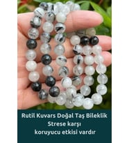 Rutil Kuvars Gerçek Doğal Taş Bileklik ( Yorgunluk Ve Bitkinliği Azaltır ) 8 Mm Aa Kalite