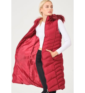 Z6725 DEWBERRY BAYAN YELEK-AÇIK BORDO