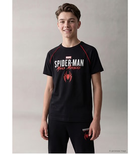 LCW Kids Siyah Spider-man Baskılı Erkek Çocuk Soft Touch Tişört