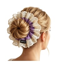 Woodycord El Yapımı Dantelli Lila Scrunchie Toka