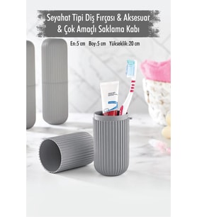 Gri Seyahat Tipi Diş Fırçası & Aksesuar Kutusu & Çok Amaçlı Saklama Kabı