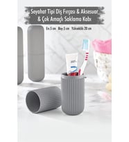 Gri Seyahat Tipi Diş Fırçası & Aksesuar Kutusu & Çok Amaçlı Saklama Kabı
