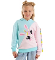 Unicorn Tavşan Kız Çocuk Sweatshirt (Pembe-Mavi)