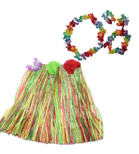 Luau Aloha Hawaii Kolye Etek Taç ve Bileklik Seti (5343)