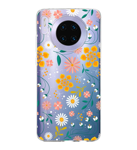 Huawei Mate 30 Uyumlu Kapak Flowers Tasarımlı Şeffaf Silikon Kılıf