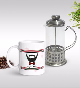 BK Gift Kişiye Özel Yakışıklı Babam Tasarımlı Kupa & French Press Seti-3 (Model 1)