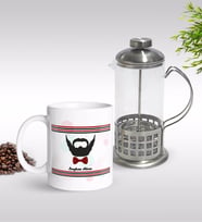 BK Gift Kişiye Özel Yakışıklı Babam Tasarımlı Kupa & French Press Seti-3 (Model 1)