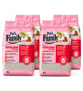 Pets Family Topaklanan Kedi Kumu Parfümsüz İnce 5 L x 4 Adet (20 kg)