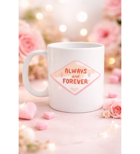 Northcity Always and Forever Yazılı Porselen Kupa Model 18 - Romantik Sevgiliye Hediyesi