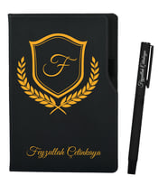Kişiye Özel Doğum Günü Hediyesi Siyah Defter ve Roller Kalem Hediye Seti
