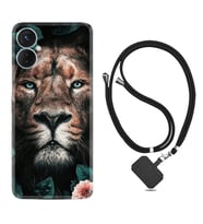 Tecno Spark 9T Kılıf Resimli Boyun Askılı İpli Desenli Silikon Leon Flowers 1333