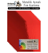 Metalik Aynalı Fon Kartonu 10 lu A4 20X30 cm 1 Paket Okul Sınıf Dekoratif Pırıltılı Folyo Kağıt Dekoratif Anasınıfı Kreş (Kırmızı)
