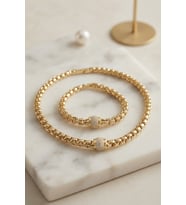 Xuping Singapur Zincir Model Kolye ve Bileklik Set TJ-BKO11210
