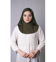 Haki Pratik Hazır Geçmeli Şal Şifon Kumaş Hijab Bone 3009_09