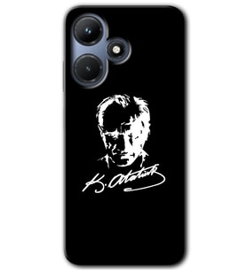 İnfinix Hot 30i Kılıf HD Desen Baskılı Kılıf - Atatürk Silüet İmza