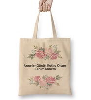 Anneler Günü Annelere Hediye 047 Bez Çanta Uzun Saplı