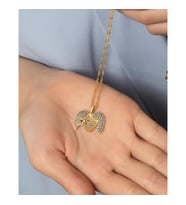 Melek Kanatlı İsimli Gümüş Kolye Taşlı İsimli Gümüş Rose Altın Kaplama Kolye