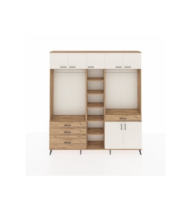 Arges Dolap 11 Raflı 4 Çekmeceli 2 Askılı 220x30x243 Çam-Aytaşı/Çam