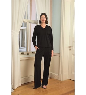 Monamise Kadın Uzun Kollu V Yaka Pijama Takımı 24152 