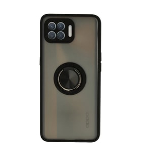 Oppo Reno 4 Lite Kılıf Montreal Yüzüklü Silikon Kapak - Siyah