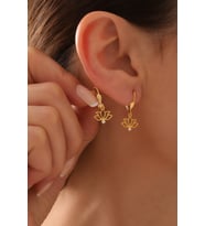 Gümüş Lotus Çiçeği Küpe 925 Ayar Gümüş Küpe