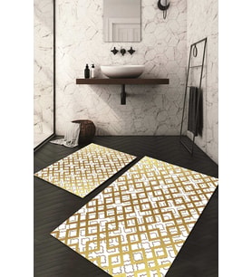 Dijital Baskılı Kaymaz Taban Yıkanabilir 2'li Klozet Takımı Banyo Paspası NDKZ-HT-134 (Gold)