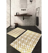 Dijital Baskılı Kaymaz Taban Yıkanabilir 2'li Klozet Takımı Banyo Paspası NDKZ-HT-134 (Gold)