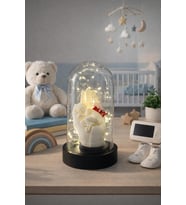 Fanus İçinde Bebek, El Figürü ve “Welcome Baby” Yazı Detayı İle Peri Led Dekor Yeni Doğan Hediyesi (Siyah)