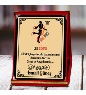 Basketbolcu Baskılı Plaket (1. Tasarım)  Kişiye Özel (Kırmızı)