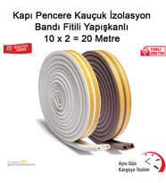 Kapı Pencere Kauçuk İzolasyon Bandı Fitili Yapışkanlı 10*2=20 Metre