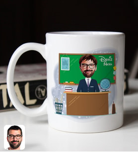 BK Gift Kişiye Özel Coğrafya Öğretmeni Karikatürlü Beyaz Kupa Bardak-2