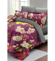 Çift Kişilik ( Lastikli Çarşaflı ) %100 Pamuk Saten Nevresim Takımı Rose Mix