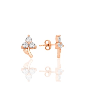 Gümüş rose zirkon taşlı aşkın çiçeği küpe SGTL12624BEYAZ