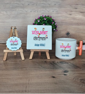 Sosyal Bilgiler Öğretmeni Hediye Seti Kupa Bardak T Kulplu, Dekoratif Taş, Anahtarlık Öğretmenler Günü Hediyesi (Model 7)