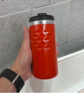Geometrik Desenli Kırmızı Renk Termos Bardak 300mL