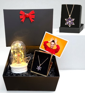 Premium Hediye Seti - Kişiye Özel Lotus Kolyeli Fotoğraflı Hediye Kutusu (Model 7)