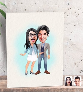BK Gift Kişiye Özel Sevgililer Karikatürlü Dekoratif Mini Kanvas Tablo 15x20cm-81