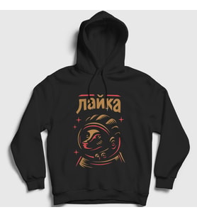 Presmono Unisex Siyah Layka CCCP Sovyetler Birliği Kapüşonlu Sweatshirt 266851tt