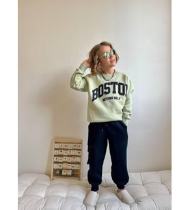 Cg Kids Boston Kabartma Baskılı Fıstık Yeşil Lacivert Şardonlu Süper Kalite Alt Üst Takım