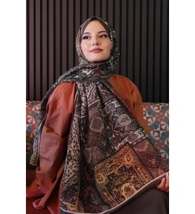 Etnik Desen Haki Soft Pamuk Şal (Standart)