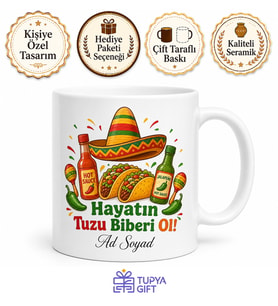 Taco Acı Sos Meksika Şapkası Mariachi Eğlencesi Kupa Bardak Hediye