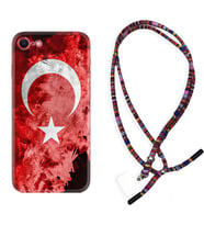 Apple iPhone 5 6 7 8 Plus Se XR Kılıf Boyun Asklı Rasta Silikon Şanlı Türk Bayrağı 3 1395