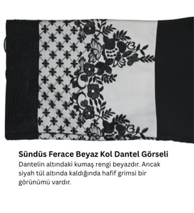 Sündüs Asil Dantel Ferace Beyaz Kol – Hem Kuşaklı Hem Fermuarlı Özel Tasarım