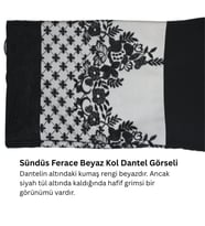 Sündüs Asil Dantel Ferace Beyaz Kol – Hem Kuşaklı Hem Fermuarlı Özel Tasarım