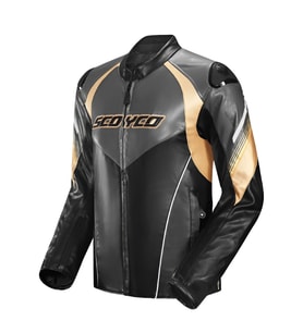 JK187 Motosiklet Montu Deri 4 Mevsim Oxford 600-D Dayanıklı Kumaş Motorcu Mont Black-Gold